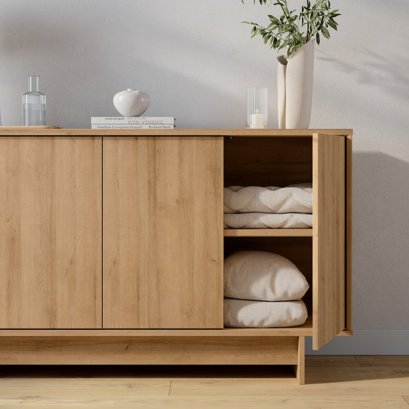 Prepac Finnley Sideboard Cabinet Buffet Cabinet with Storage, Entryway Cabinet with Adjustable Shelves