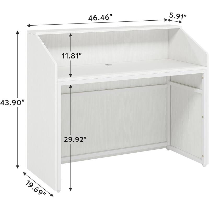 47" Modern White Reception Desk with Counter, Front Desk Table