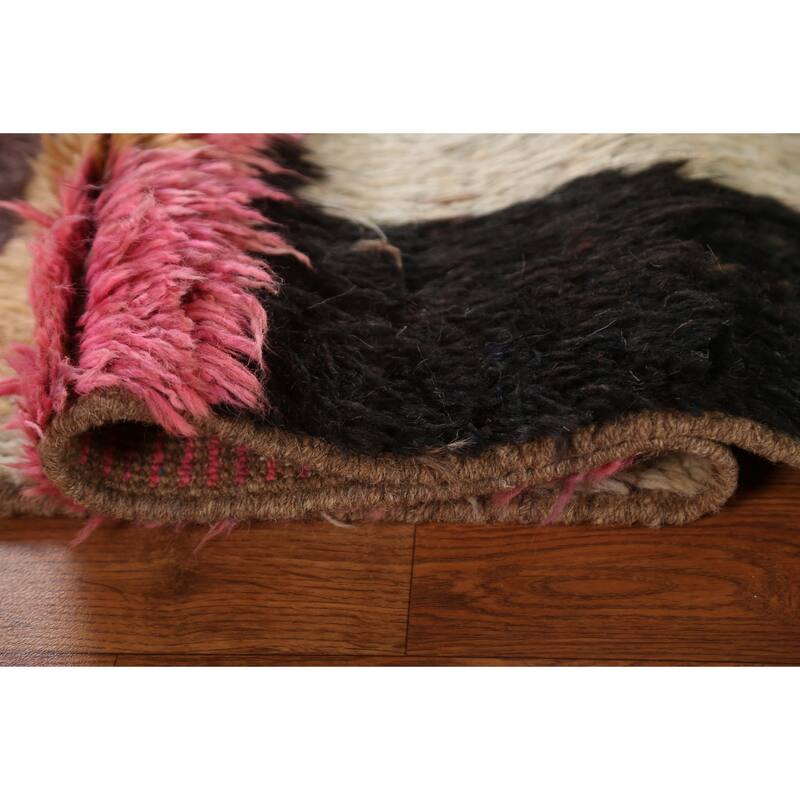 Hand Knotted Oriental 100% Wool Carpet Modern Tribal Multi-Colored Moroccan Area Rug - 6' 6'' X 5' 2''