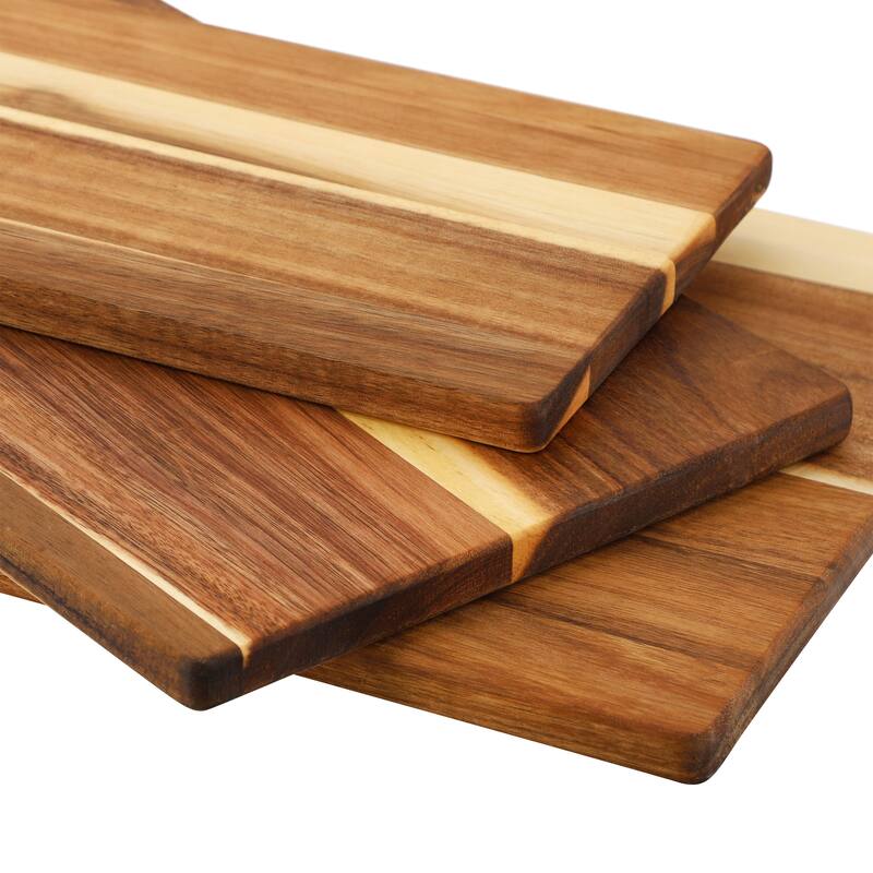 MegaChef 3 Piece Acacia Wood Charcuterie Cheese Board Set with Handles