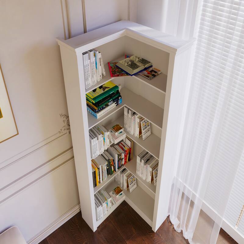 Corner bookshelf, 5 tier open bookshelf,reading one-stop meet