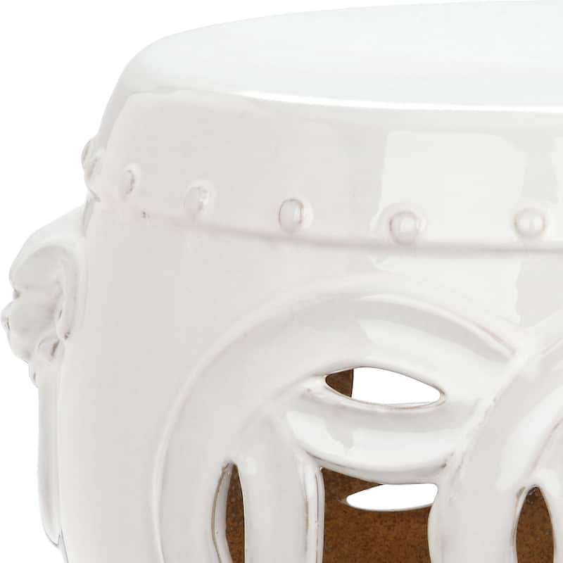 SAFAVIEH Noelly Double Coin Antique White Ceramic Decorative Garden Stool