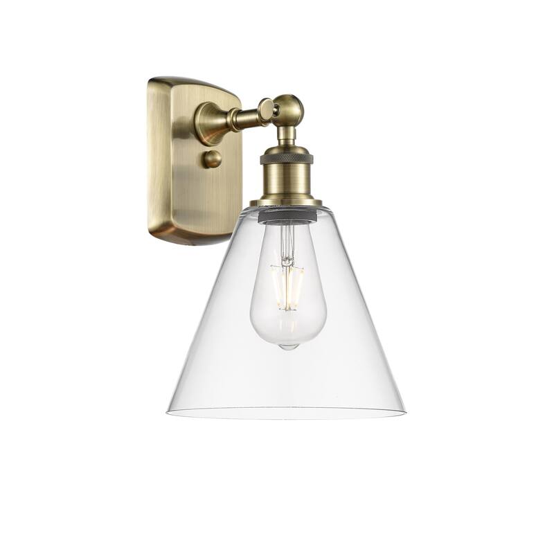 Innovations Lighting 516-1W-11-8 Berkshire Sconce Berkshire 11" Tall - Antique Brass / Clear