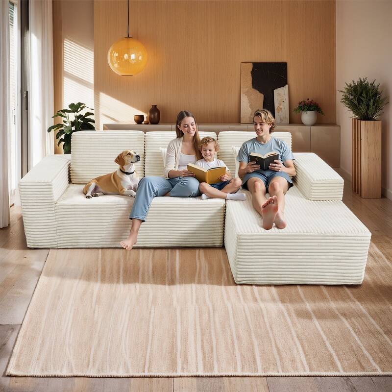 Pocassy L-Shape Sectional Sofa Sofa Couch Living Room Futon Couch