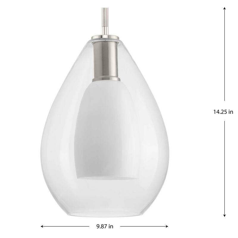 Carillon Collection One-Light Brushed Nickel Contemporary Pendant - 9.87 in x 9.87 in x 14.25 in