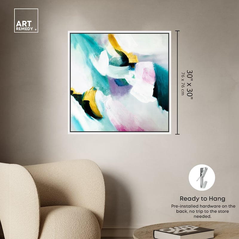 Art Remedy Still Violas Framed Blue Abstract 1 Piece Canvas Wall Art
