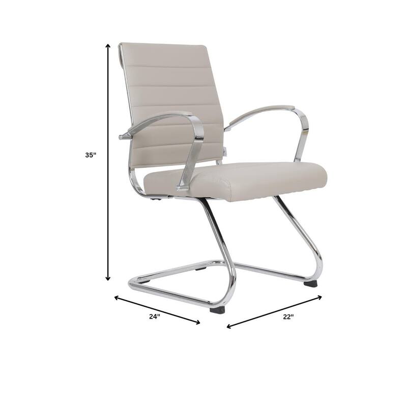 Benmar Series Mid Back Modern Leather Office Executive Desk Chair, Ergonomic Seating with Stainless Steel Sled Base