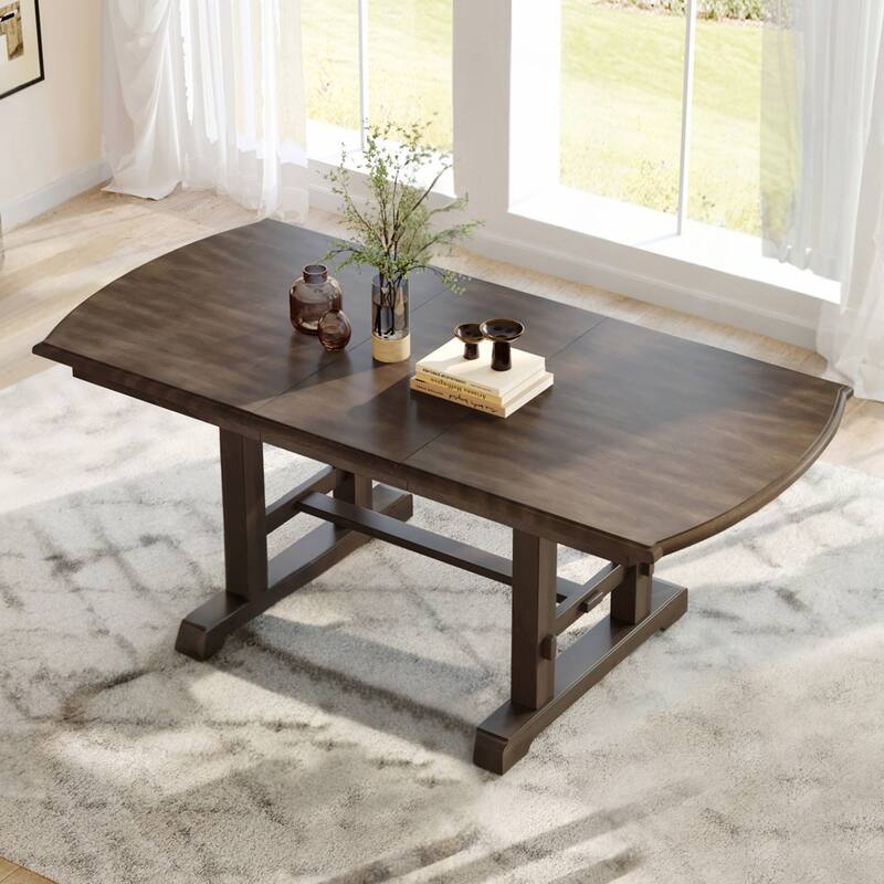 60"-78"Farmhouse Large Expanding Table for 4-8 (Brown)