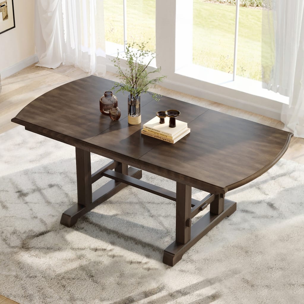 60"-78"Farmhouse Large Expanding Table for 4-8 (Brown)