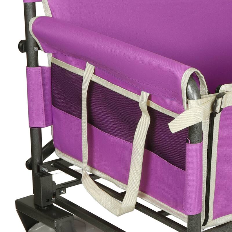 3-in-1 Heavy-Duty Convertible Folding Wagon Cart with Bench Seat & Storage - 500lbs, 180L Capacity Utility Wagon
