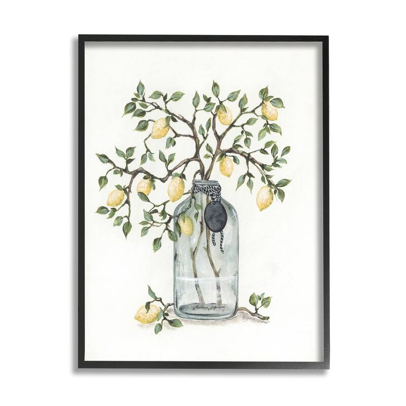 Stupell Dangling Country Lemon Branches Decorated Glass Vase Framed Wall Art, Design by Julie Norkus - 24 x 30 - Black