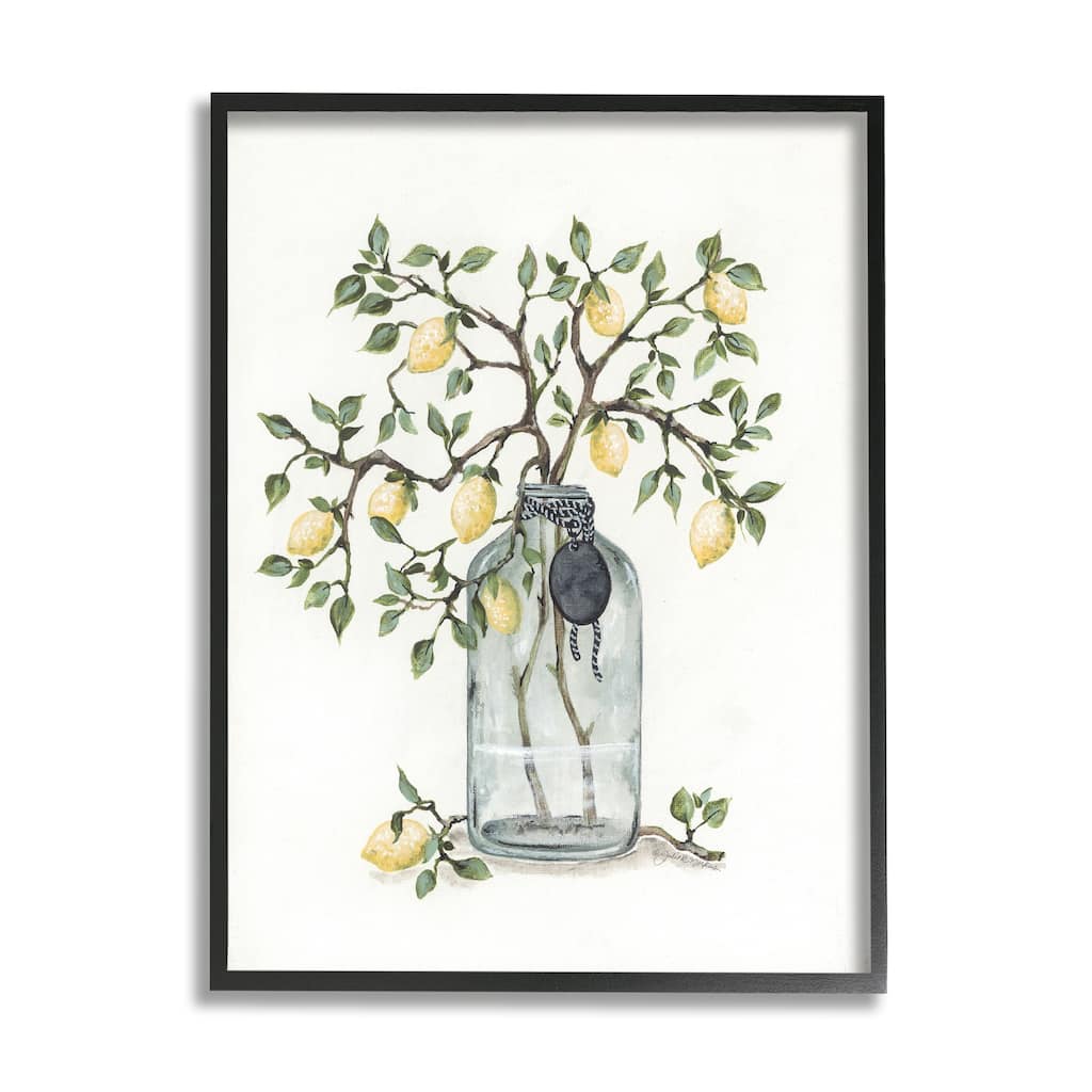 Stupell Dangling Country Lemon Branches Decorated Glass Vase Framed Wall Art, Design by Julie Norkus