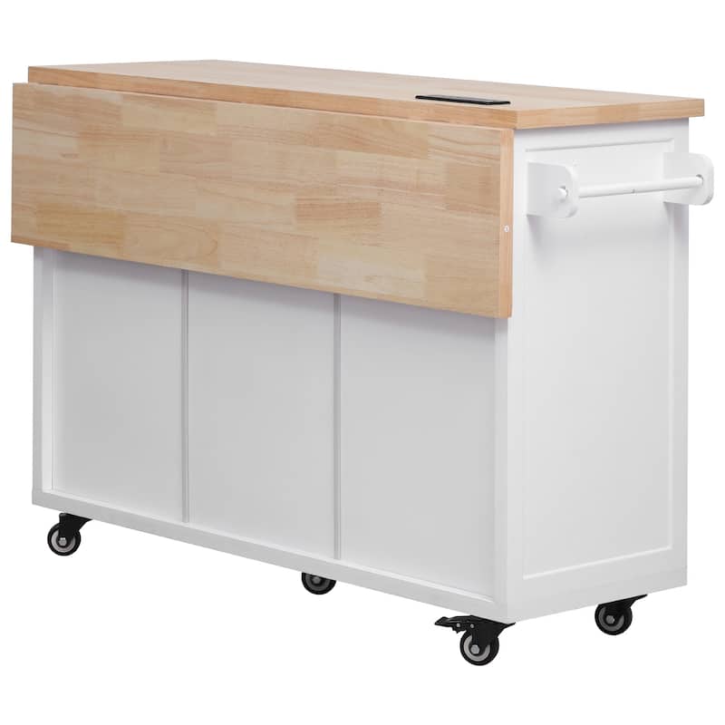 Large Kitchen Island with Drop Leaf Rolling Kitchen Cart with Drawers
