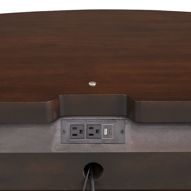Furniture of America Prylen Modern Dark Cherry Solid Wood 2-Drawer Nightstand With LED Light And USB Ports