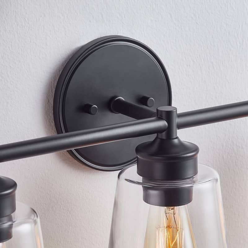 KAWOTI 3-Light Dimmable Bathroom Vanity Light with Glass Shade