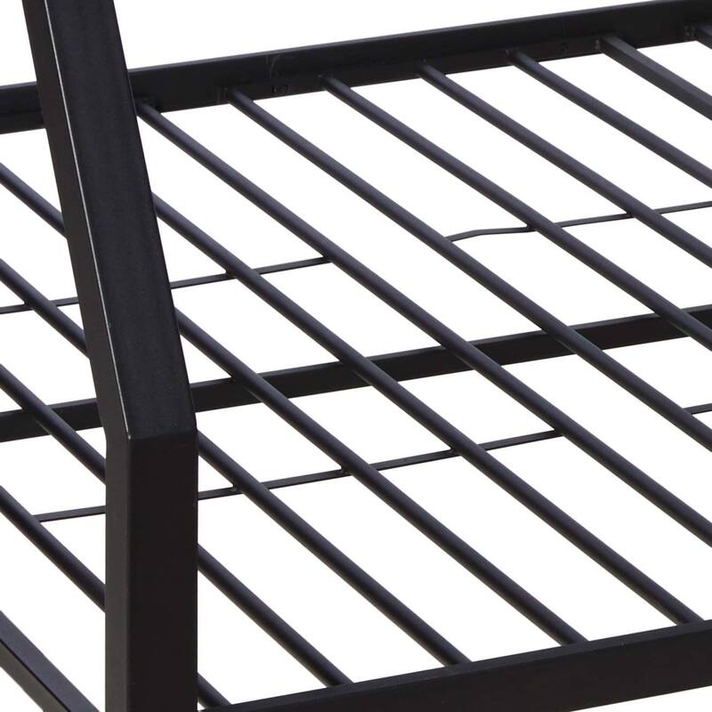 Contemporary Metal Tube Bunk Bed Double BuiltIn Ladder, FullLength