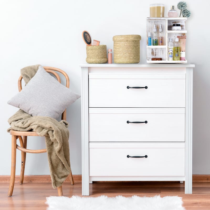 Sorbus Rustic Wood Makeup Organizer Storage Carousel for Cosmetics Make Up Skin Care Organizer Grey - 10" L x 7.12" W x 11.75" H