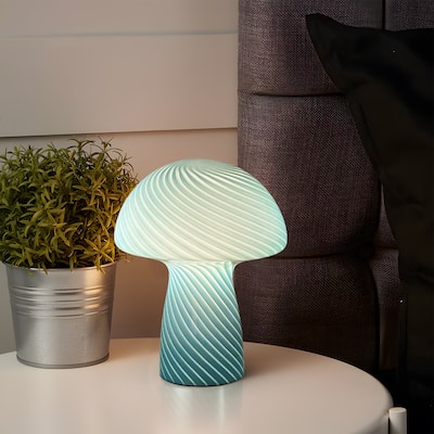 Modern Glass Mushroom Novelty Table Lamp with Stripes