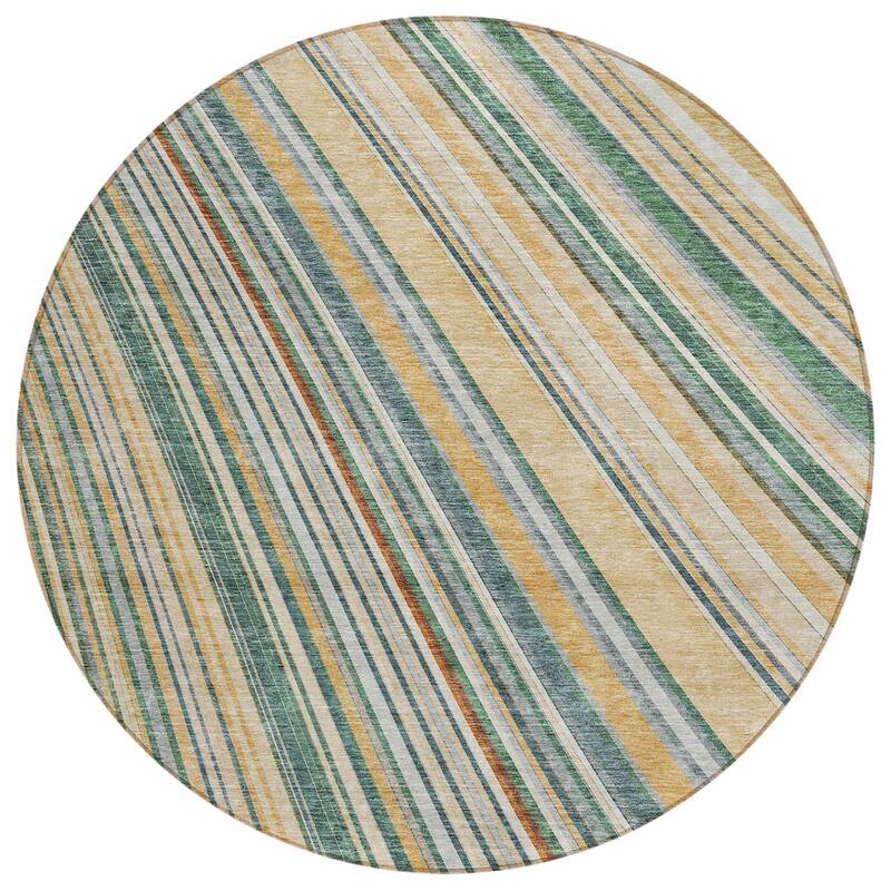 Machine Washable Indoor/ Outdoor Stripe Wave Chantille Rug