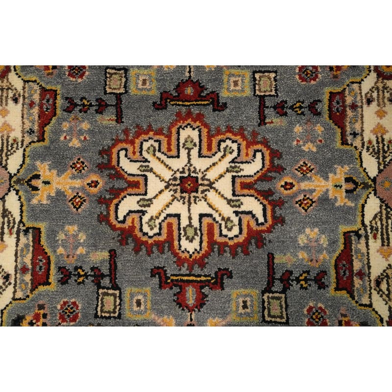 Hand Knotted Oriental 100% Wool Carpet Transitional Geometric Greys & Charcoal Oushak Area Rug - 5' 1'' X 2' 11''