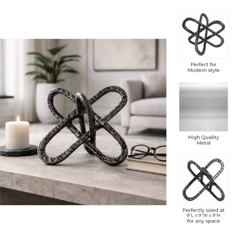 Contemporay Metal Round Edge Jack Decorative Object - 9.0"