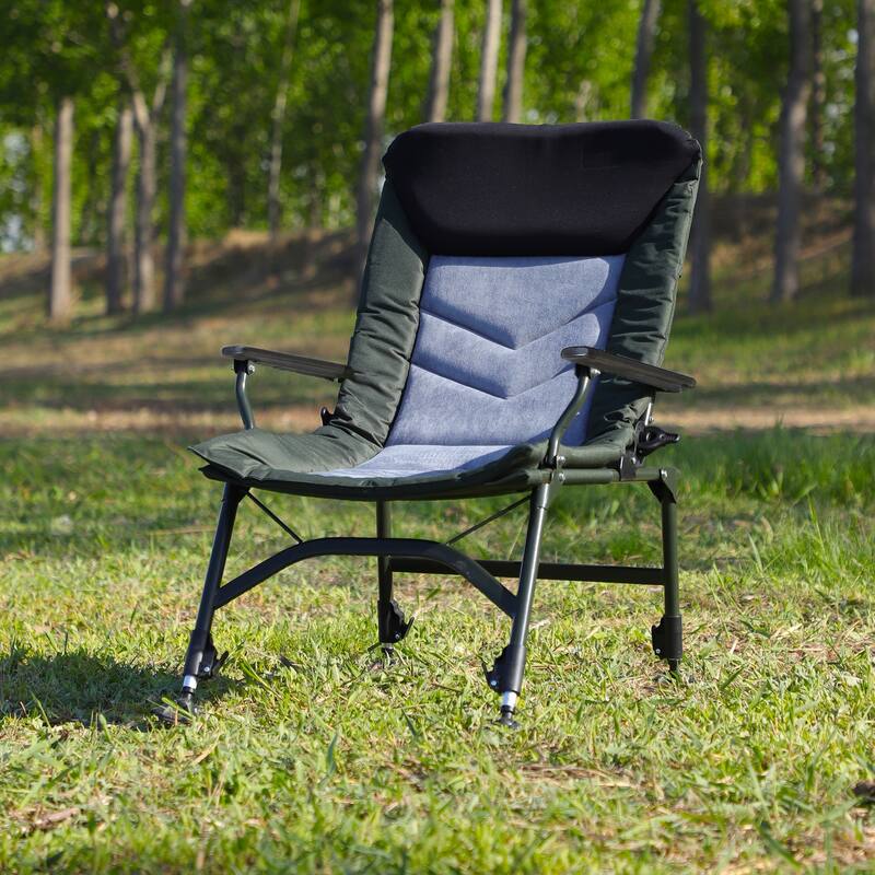 Camping Lounge Chair, Portable Folding Reclining Camping Chair with Adjustable backrest