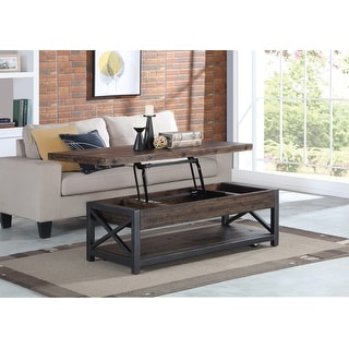 Carpenter Brown Rectangular Lift-Top Coffee Table with Casters by Flexsteel - 50" x 18" x 26"