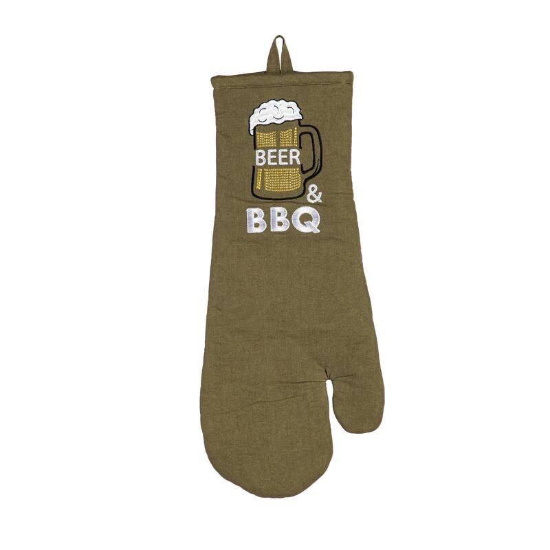 Father's Day Grilling Apron and Oven Mitt Gift Set, Beer and BBQ