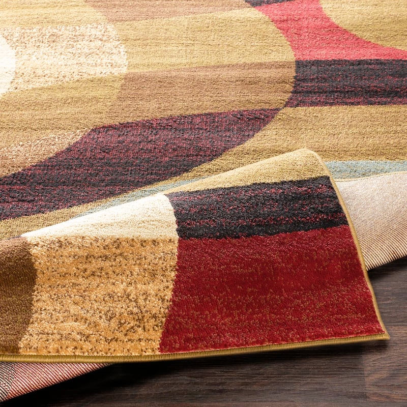 Hand-woven Grapevine Geometric Circles Plush Area Rug