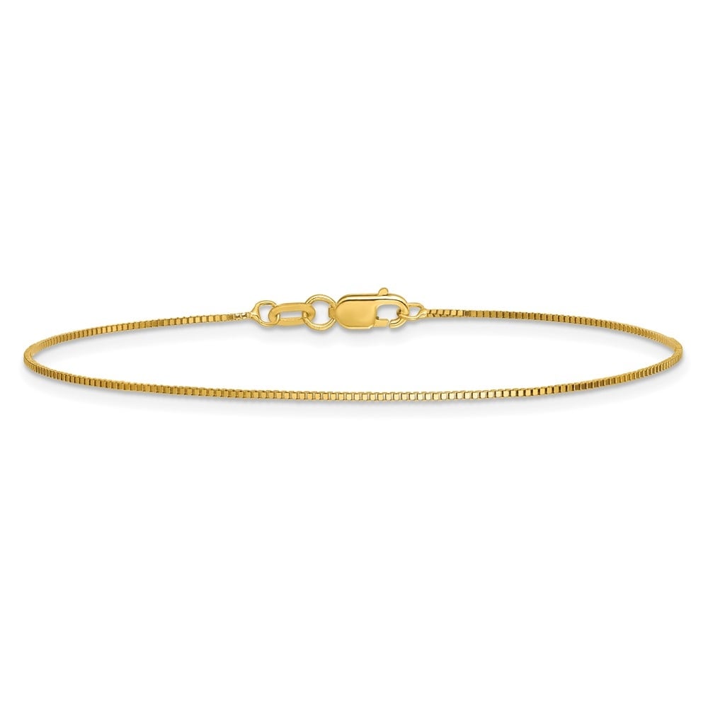 Curata 14k Yellow Gold 7" Solid 0.7mm Box Chain Layering Bracelet
