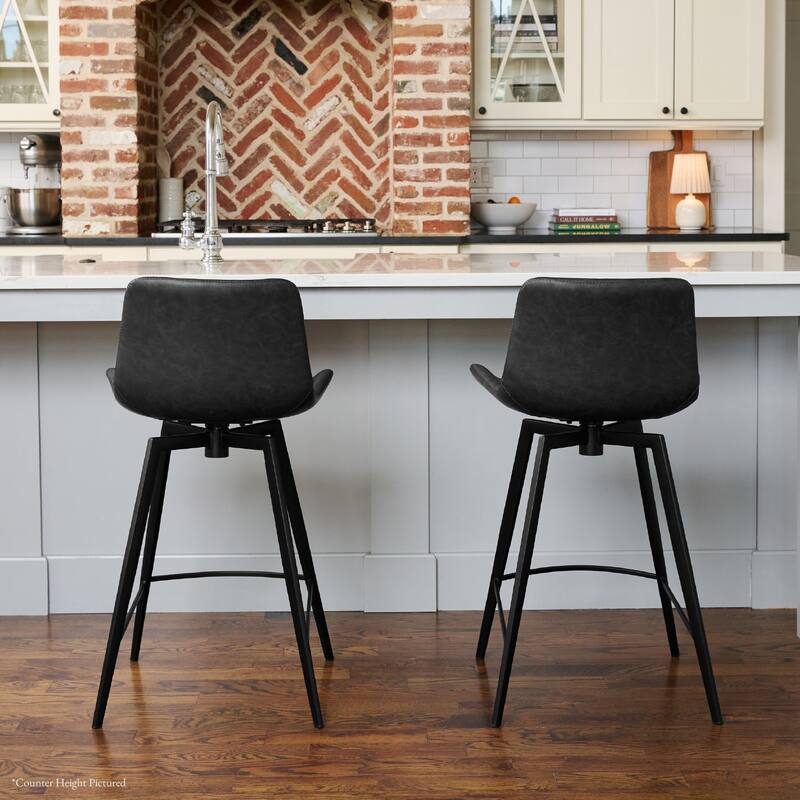 Maven Lane Victor Metal & Vegan Leather Kitchen Dining Stool
