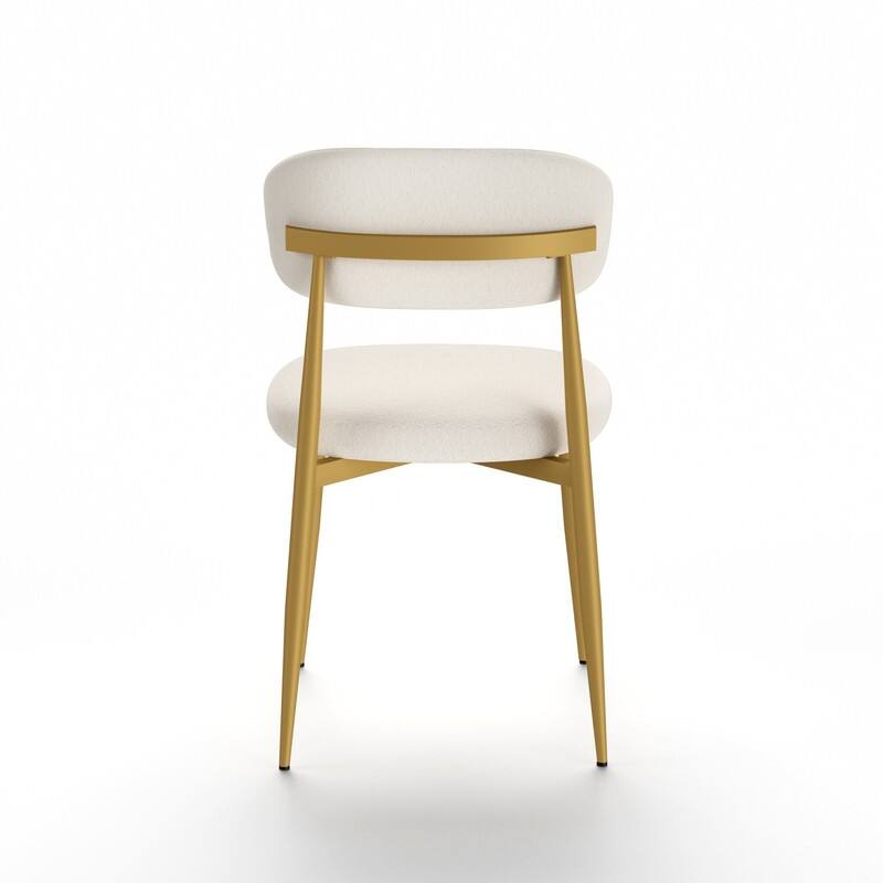 Set of 2 Modern Farmhouse Dining Chairs - Curved Backrest, Soft Padded Seat in White & Gold