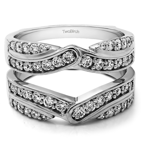 3/4 Ct. Infinity Bypass Engagement Ring Guard with Cubic Zirconia Mounted in Sterling Silver (Size 6, 7 or 8)