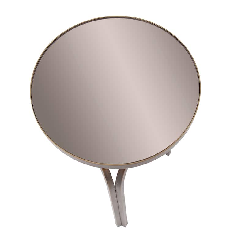 Allan Andrews Round Brushed Brass Metal Table with Tea Tinted Glass Top - 20"H x 12"D