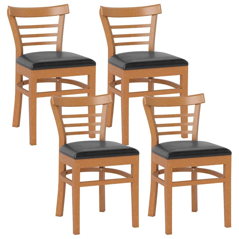 Gymax Modern Dining Chair Set of 4 Upholstered Kitchen Chair w/Rubber - Brown