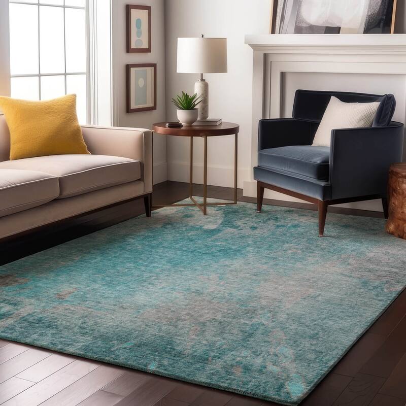 Premium Washable Super Soft Abstract Solid Mayfield Rug - Teal - 5' x 7' 6" - Rectangle