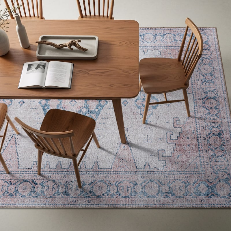 World Rug Gallery Vintage Bohemian Machine Washable Non Slip Area Rug