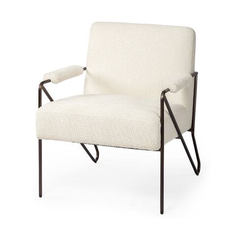 Vicunya Cream Fabric w/Gun Metal Gray Metal Frame Accent Chair - 27.2L x 30.7W x 30.7H