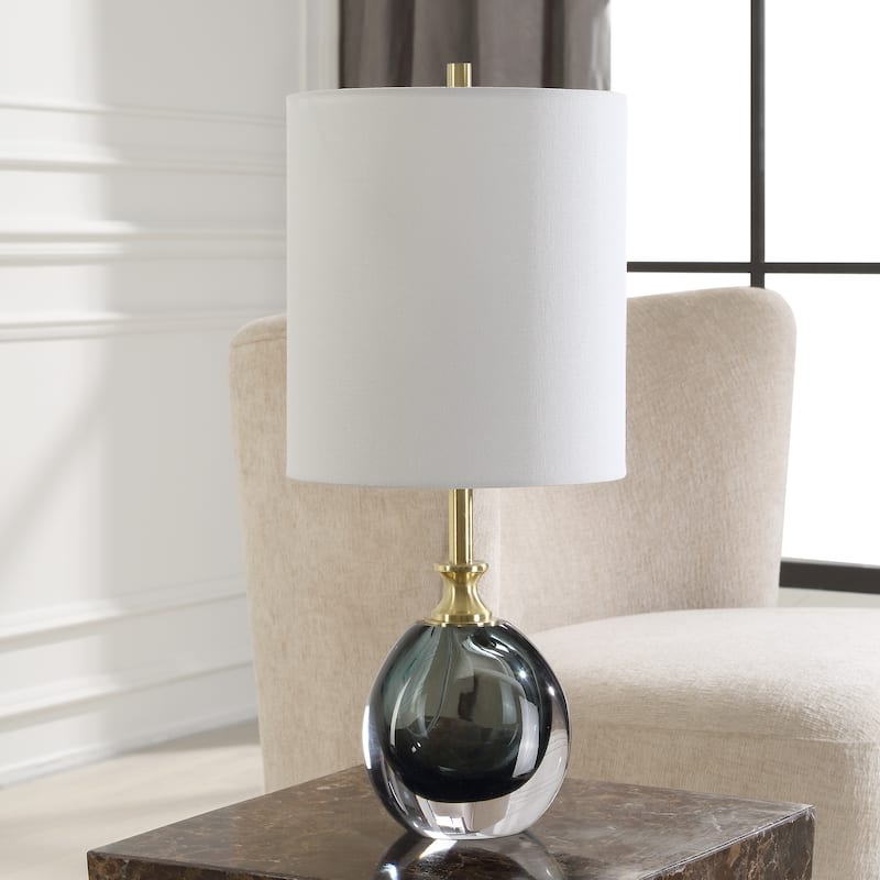 Uttermost Enigma Teal Blue Glass Buffet Lamp - 20'' H X 9'' W X 9'' D