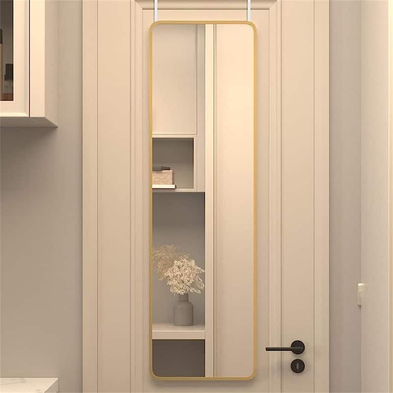 47"x14" Rectangular Mirror with Aluminum Frame for Bathroom - Golden