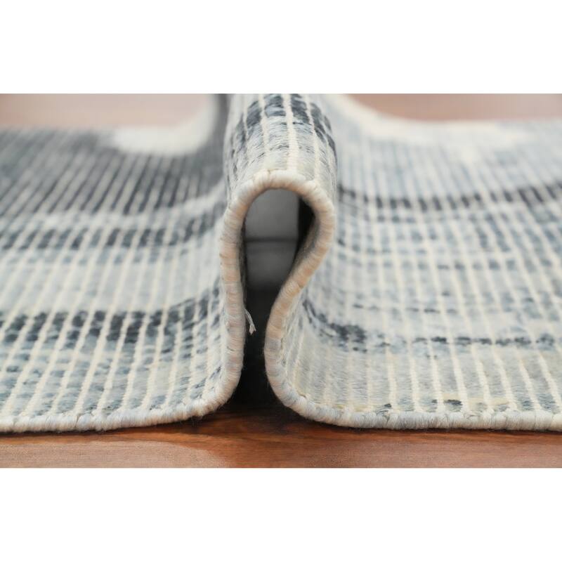 Hand Knotted Oriental Viscose Silk Carpet Modern Abstract Greys & Charcoal Abstract Area Rug - 4' 0'' X 2' 0''