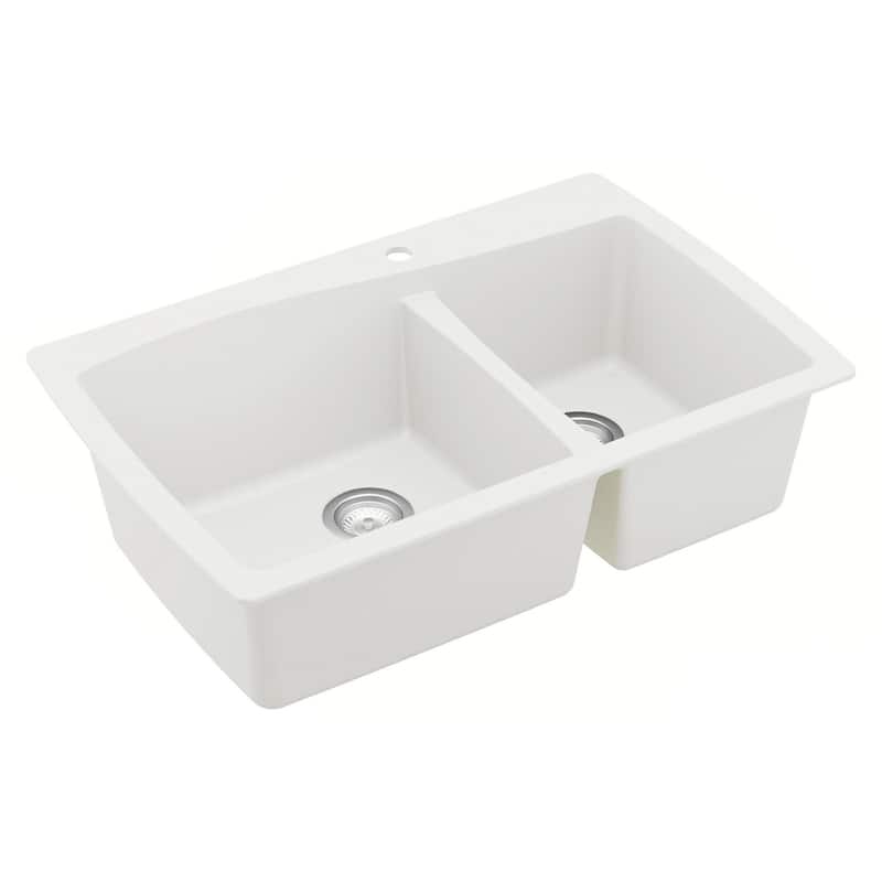 Karran Drop-In Quartz 60/40 Double Bowl Kitchen Sink