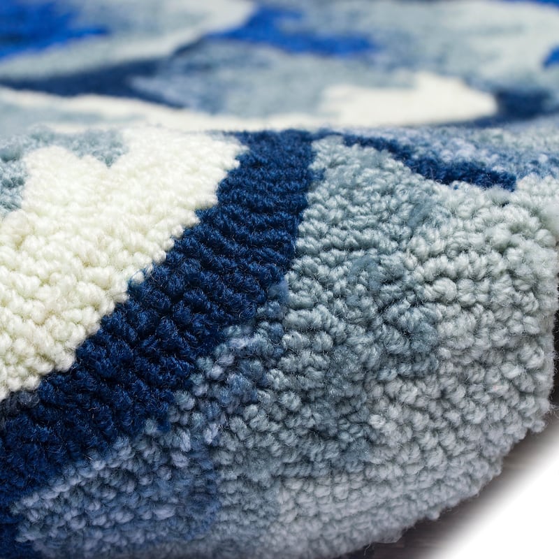 Liora Manne Frontporch Mum Indoor/Outdoor Rug Blue 5' RD - 5' RD