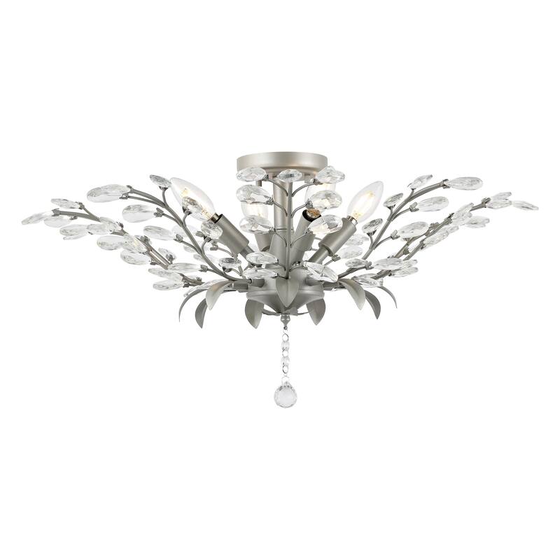Adoria 26" 4-Light Contemporary Bohemian Iron/Acrylic LED Semi Flush Mount, by JONATHAN Y