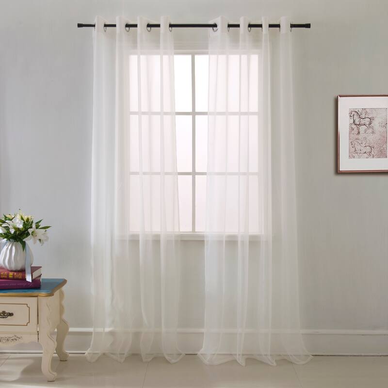 Cara Sheer Voile Grommet Window Curtain Panel - 84 or 90 inches