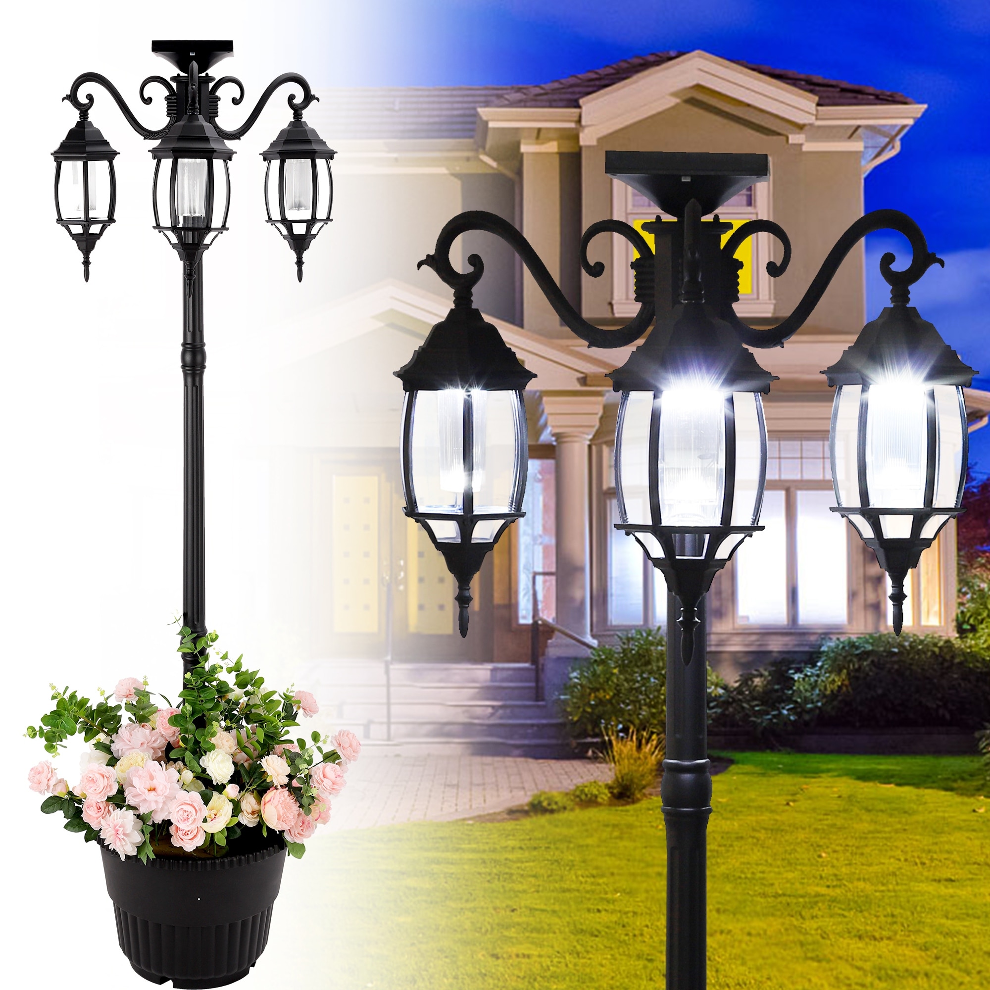 Solar yard lamp post hot sale