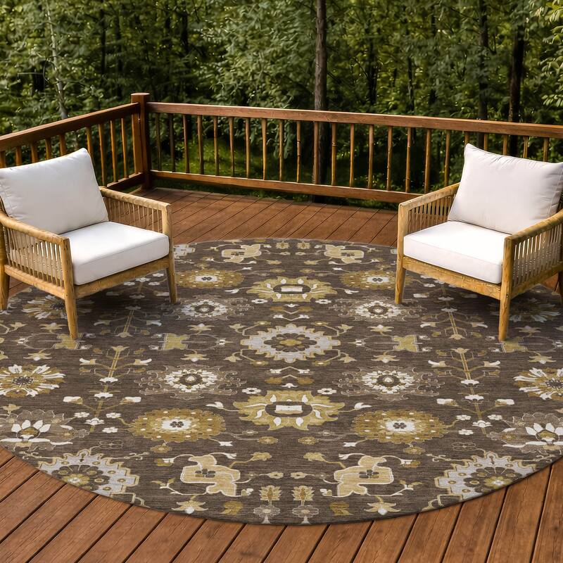 Machine Washable Indoor/ Outdoor Global Durango Chantille Rug - Chocolate - 8' x 8'