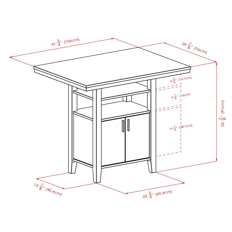 Albany High Table with Cabinet, Walnut - 41.73 x 29.92 x 35.83 inches