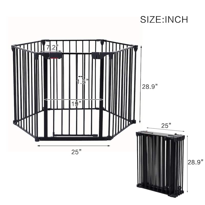 Adjustable Safety Gate Play Yard Metal Doorways Fireplace Fence