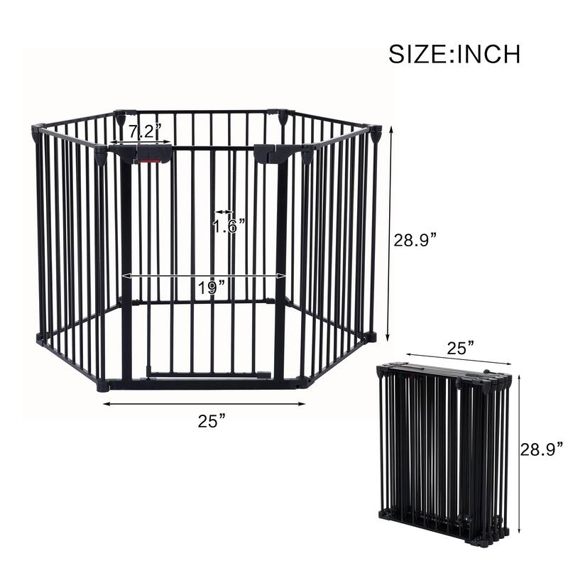 Black Steel 4-in-1 Configurable Safety Gate for Kids and Pets